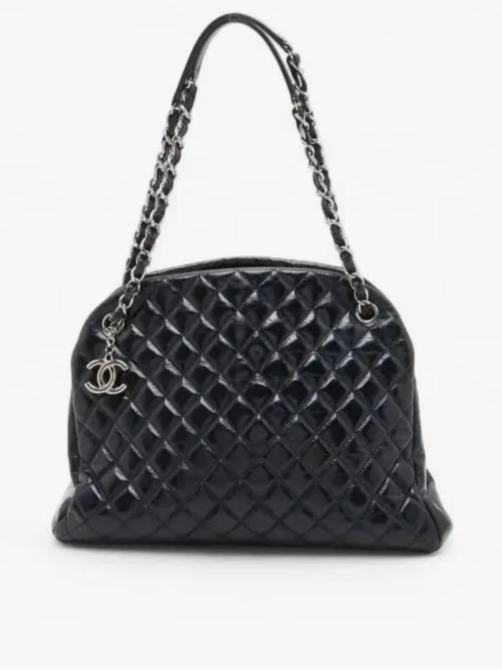 CHANEL Black Quilted Leather Chain-Handle Shoulder Bag with CC Charm
